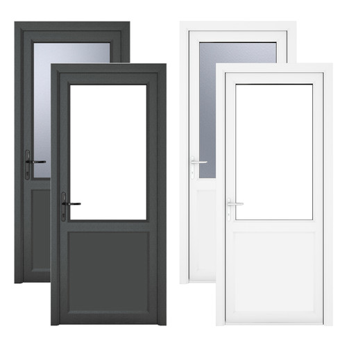 Pvc single door clear - pvc, half